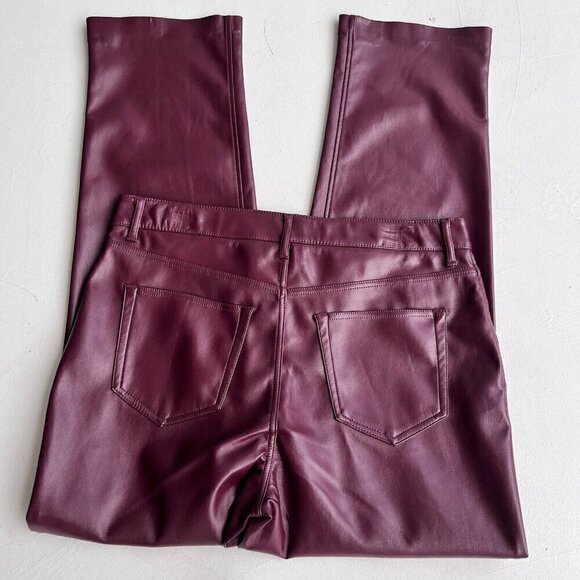 Anthropologie Joie Faux Leather Pants Size 8 Burgundy Straight Fit High Waist - Picture 11 of 16